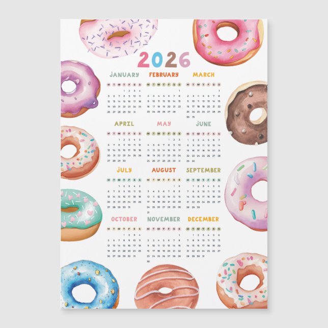 Calendario de Donuts Acuarela 2026 (Anverso)
