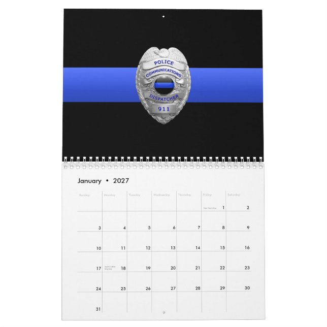 Calendario de envío de línea azul delgada Commo 91 (Jan 2027)