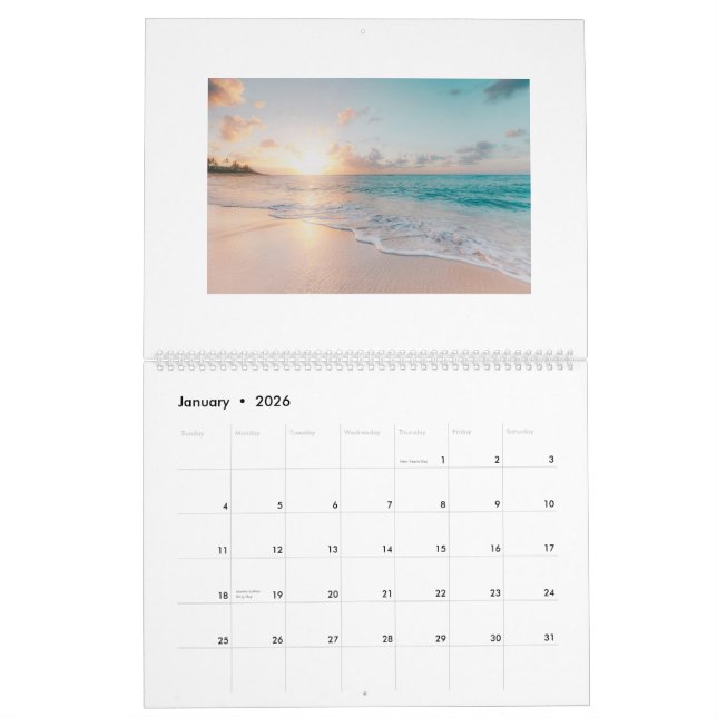 Calendario de escenas de playa de 12 meses Añadir  (Jan 2026)