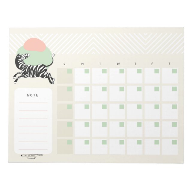 Calendario de escritorio bloc de notas de cebra (Frente)