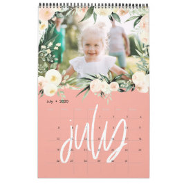 Calendario de escritura de fotos florales de acuar