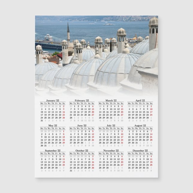 Calendario de Estambul, Turquía 2022  (Anverso)