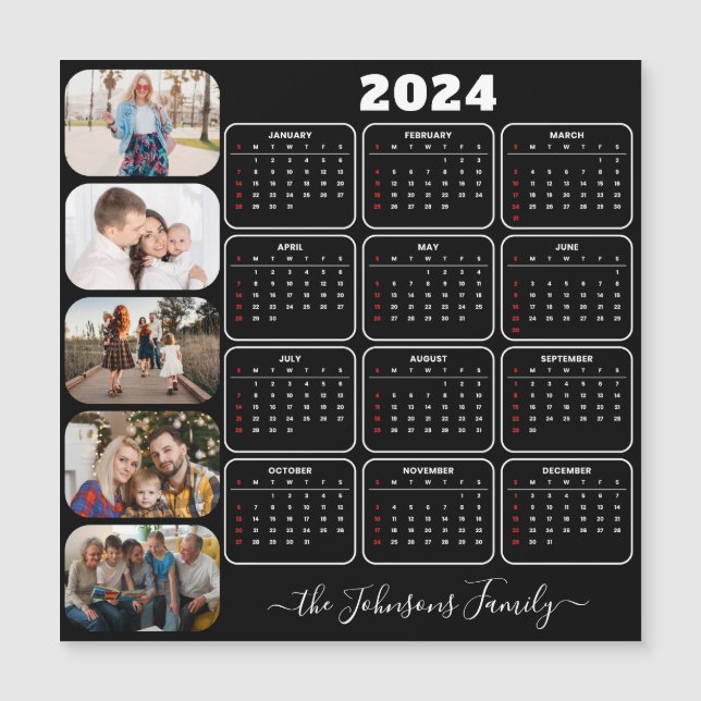 Calendario de familia de 5 fotos de Personalizado  (Anverso)