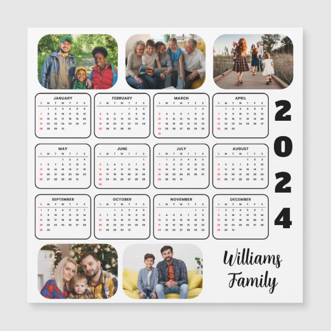 Calendario de familia de 5 fotos de Personalizado  (Anverso)
