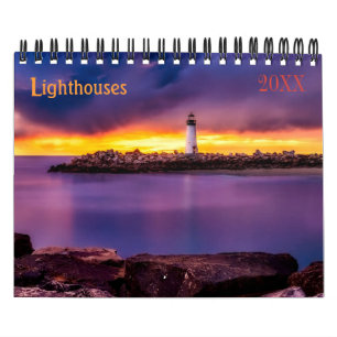 Calendario de faro de personalizado Texto de año e