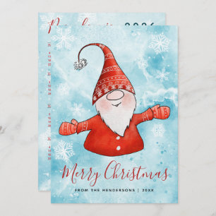 Calendario de Feliz Navidad Azul Rojo Gnome 2025