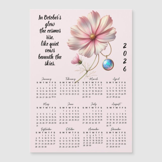Calendario de Flor de Nacimiento de Octubre y Pied (Anverso)