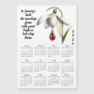 Calendario de Flor y Piedra de Nacimiento de Enero