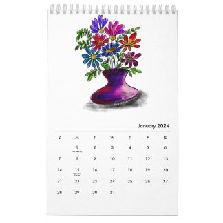 Calendario de Floral de una sola página 2024
