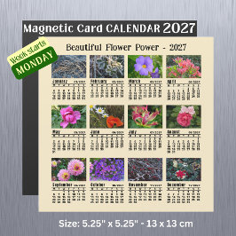 Calendario de Flores 2027 - Tarjeta magnética de s