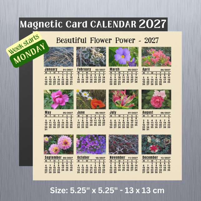 Calendario de Flores 2027 - Tarjeta magnética de s (Subido por el creador)
