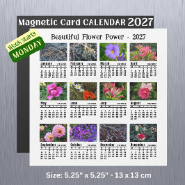 Calendario de Flores 2027 - Tarjeta magnética de s