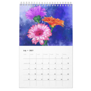 Calendario de Flores Acuarela