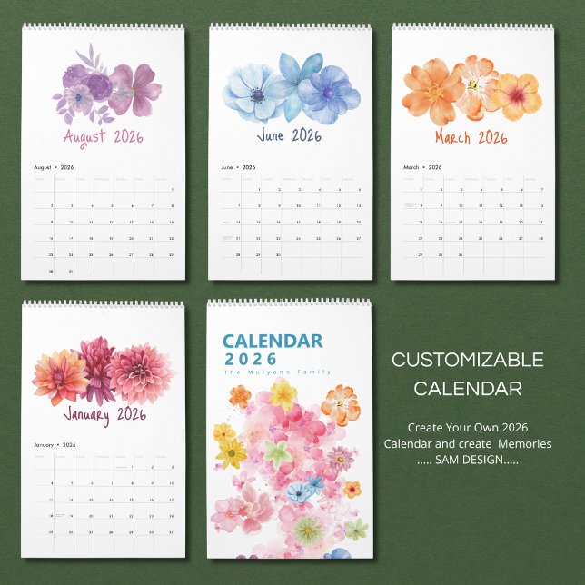 Calendario de Flores Acuarela 2026 | Floral Elegan (Subido por el creador)