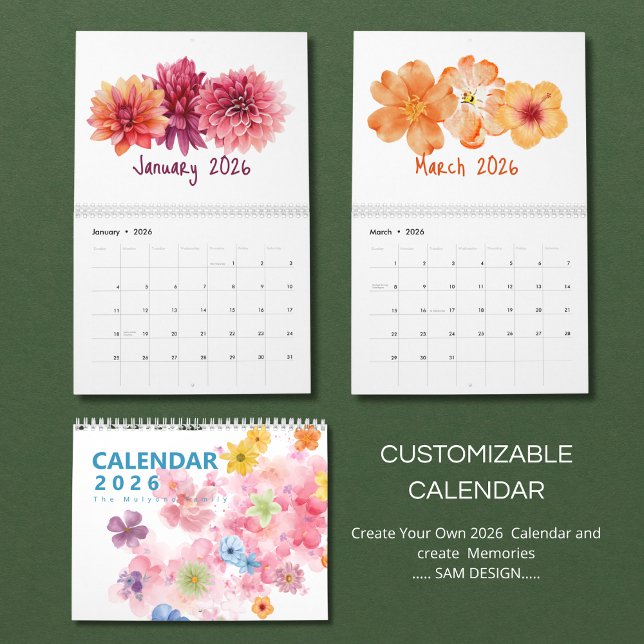 Calendario de Flores Acuarela 2026 | Floral Elegan (Subido por el creador)