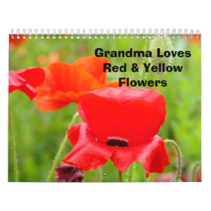 Calendario de flores amarillas rojas que ama la ab