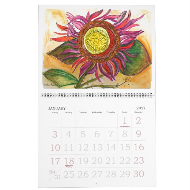 Calendario de flores artísticas (Jan 2027)
