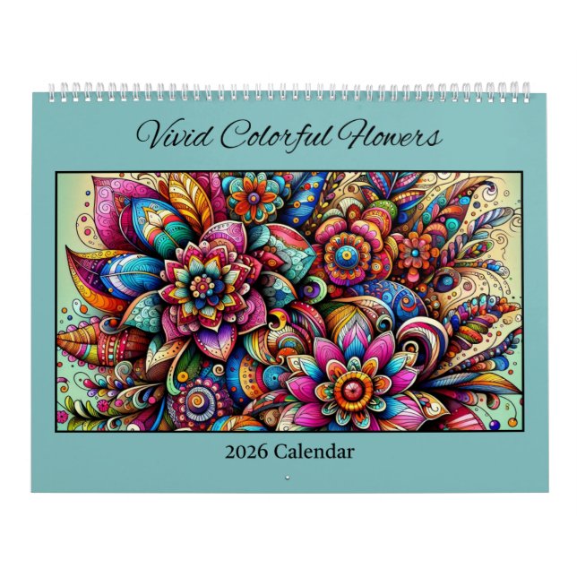 Calendario de flores coloridas vívidas 2026 (Tapa)