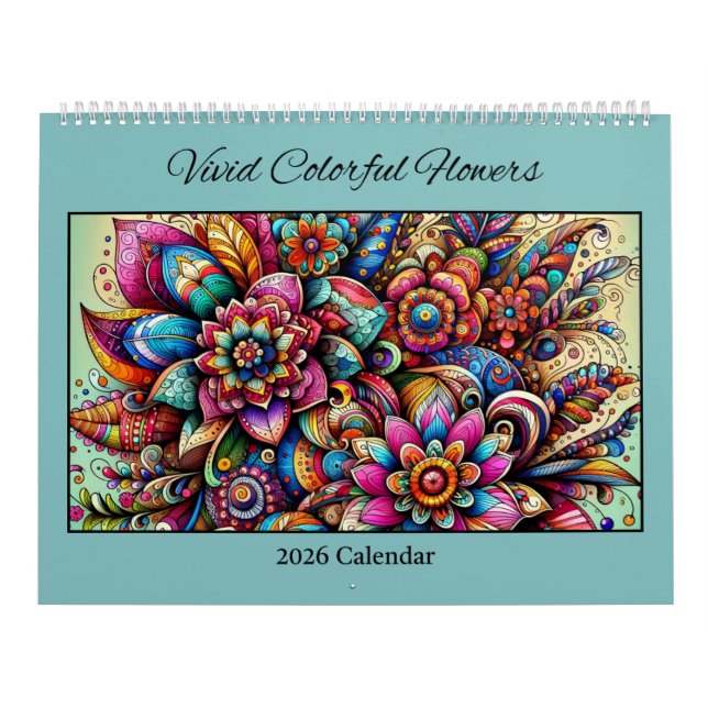 Calendario de flores coloridas vívidas 2026 (Tapa)