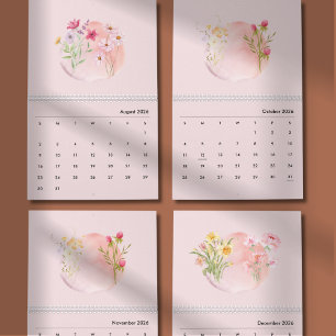 Calendario de flores de acuarela 2026