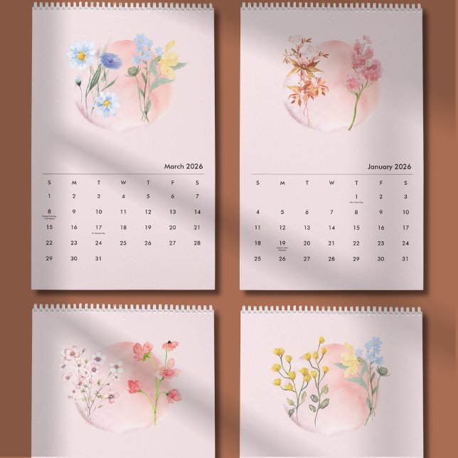 Calendario de flores de acuarela 2026 (Subido por el creador)