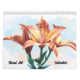 Calendario de flores de arte floral colorido