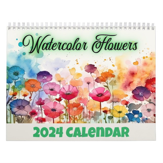 Calendario de flores de color de agua (Tapa)