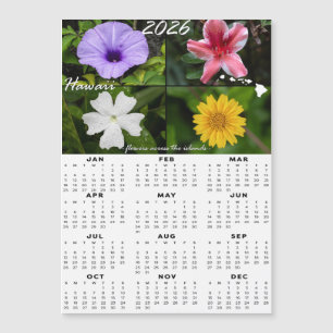 Calendario de Flores de Hawái 2026 (Magnético x4)