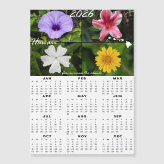 Calendario de Flores de Hawái 2026 (Magnético x4)