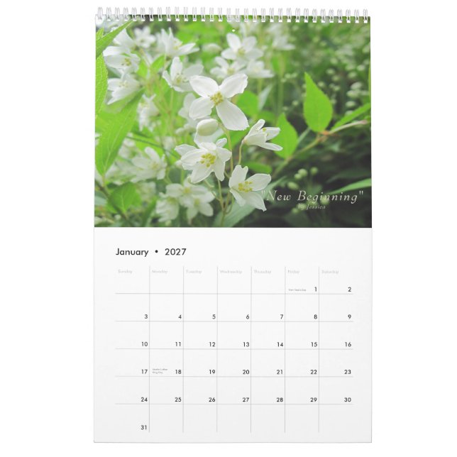 Calendario de flores de jardín (Jan 2027)