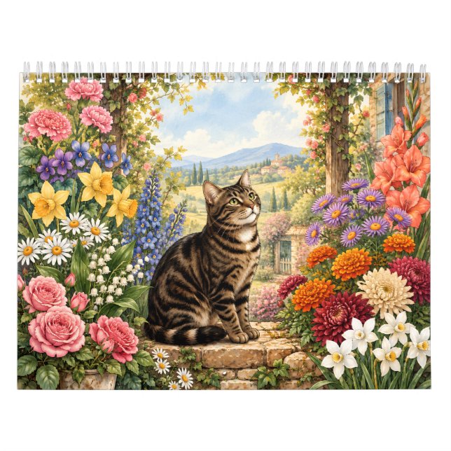 Calendario de flores de nacimiento de gato atigrad (Tapa)