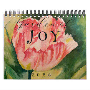 Calendario de Flores en Acuarela de 12 Meses en Do