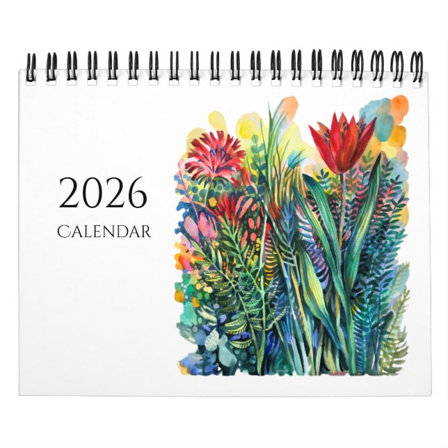 Calendario de flores y animales en acuarela (Tapa)
