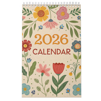 calendario de Folk Art Floral Wildflower Cottageco