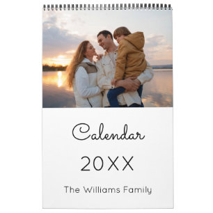 Calendario de fotografía familiar simple y moderna