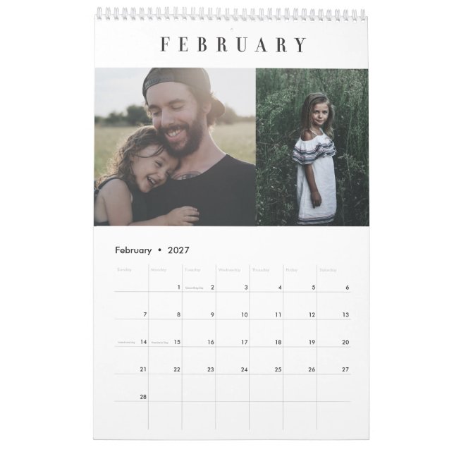 Calendario de fotografía Personalizado moderno sim (Feb 2027)
