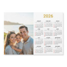 Calendario de fotos 2026 | Tarjeta magnética dorad