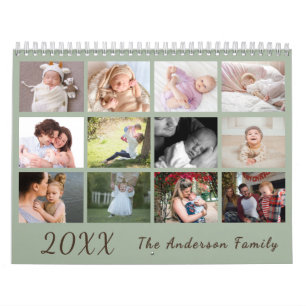 Calendario de fotos de familia moderno 2026 – verd