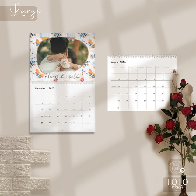 Calendario de Fotos de Mariposas Abstractas Modern (Modern Abstract Butterflies Photo Calendar 2026-Large)