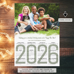 Calendario de Fotos de Navidad 2026 Año Nuevo Verd
