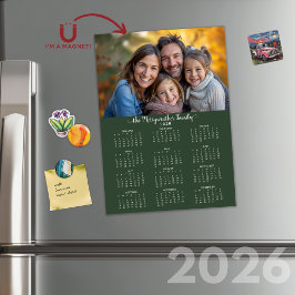 Calendario de fotos de vacaciones verdes de 2026