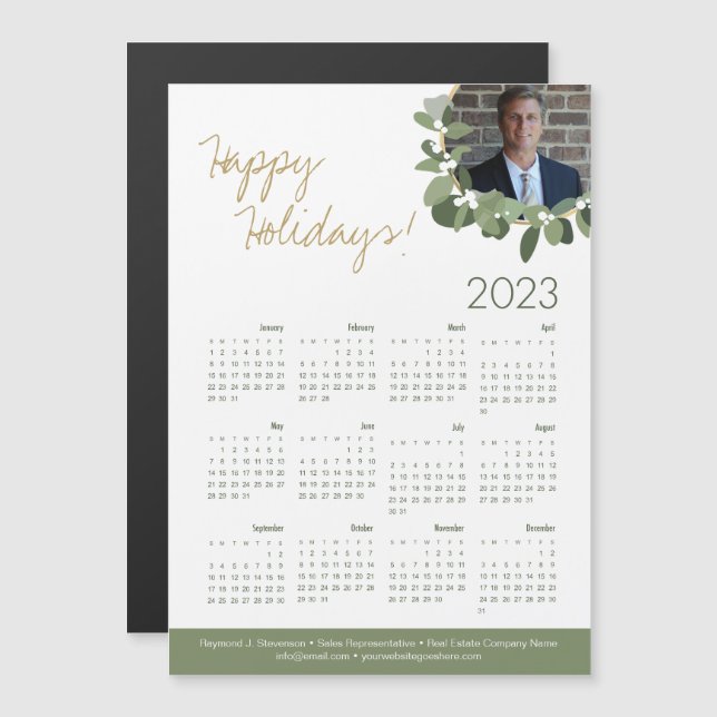 Calendario de fotos del agente inmobiliario Happy  (Anverso/Reverso)