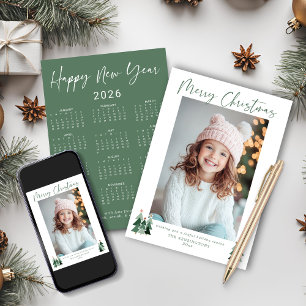 Calendario de fotos del árbol de navidad verde de