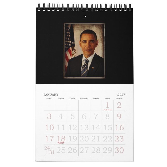 Calendario de fotos del presidente Obama y de la f (Jan 2027)