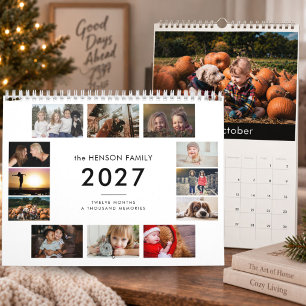 Calendario de Fotos Familiares 2027 Mensual 12 Fot