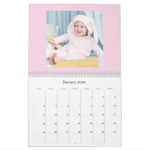 Calendario de Fotos Familiares de Bebé Niña Rosa M