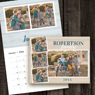 Calendario de fotos familiares rústico simple 2027