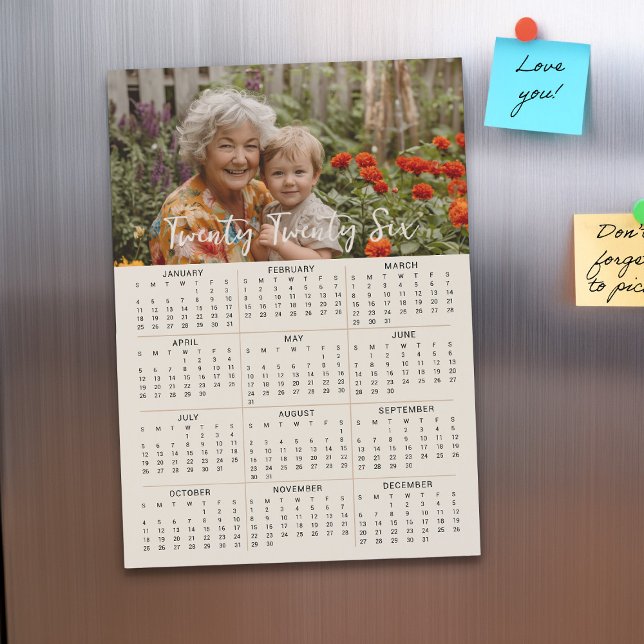 Calendario de fotos magnéticas 2026 - Tarjeta de t (2026 Magnetic Photo Calendar by Darling & May)