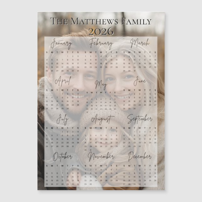 Calendario de fotos navideñas con guión moderno de (Anverso)