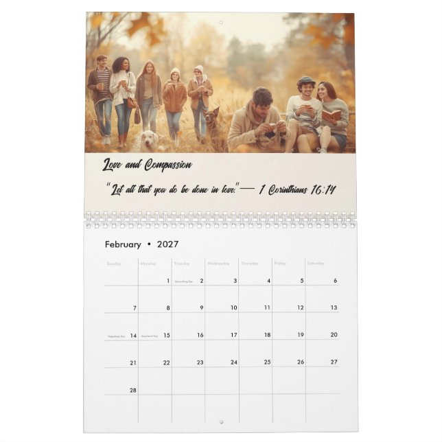 Calendario de Fotos Personalizado con Versículos d (Feb 2027)